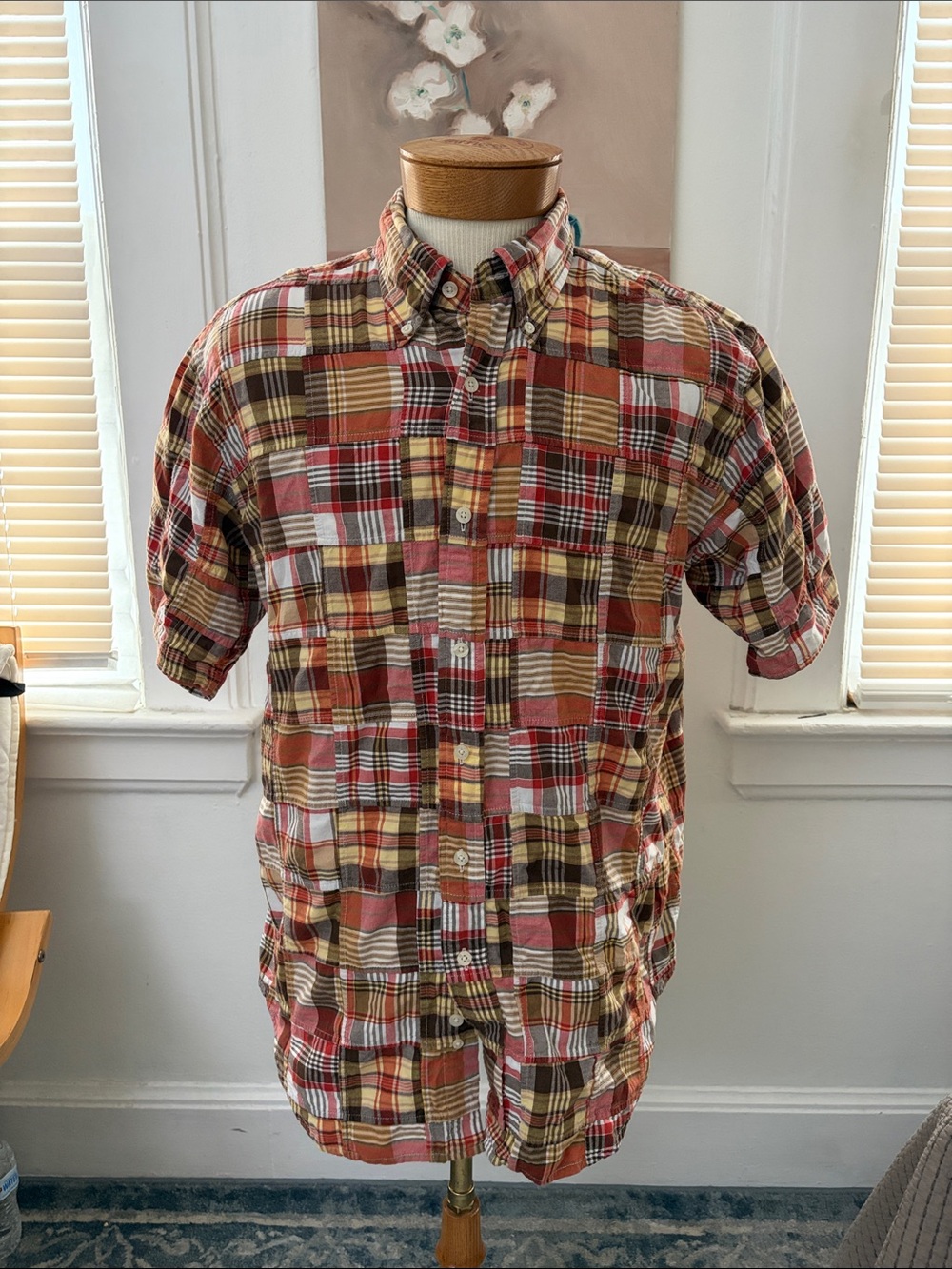 Brooks Brothers Multicolor Patchwork Plaid Short-Sleeve Button-Down Shirt